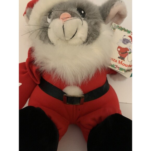 JC Penny Santa Claus Mouse Plush Christmas Stuffed Animal Hat 10” Vintage READ - Picture 5 of 15